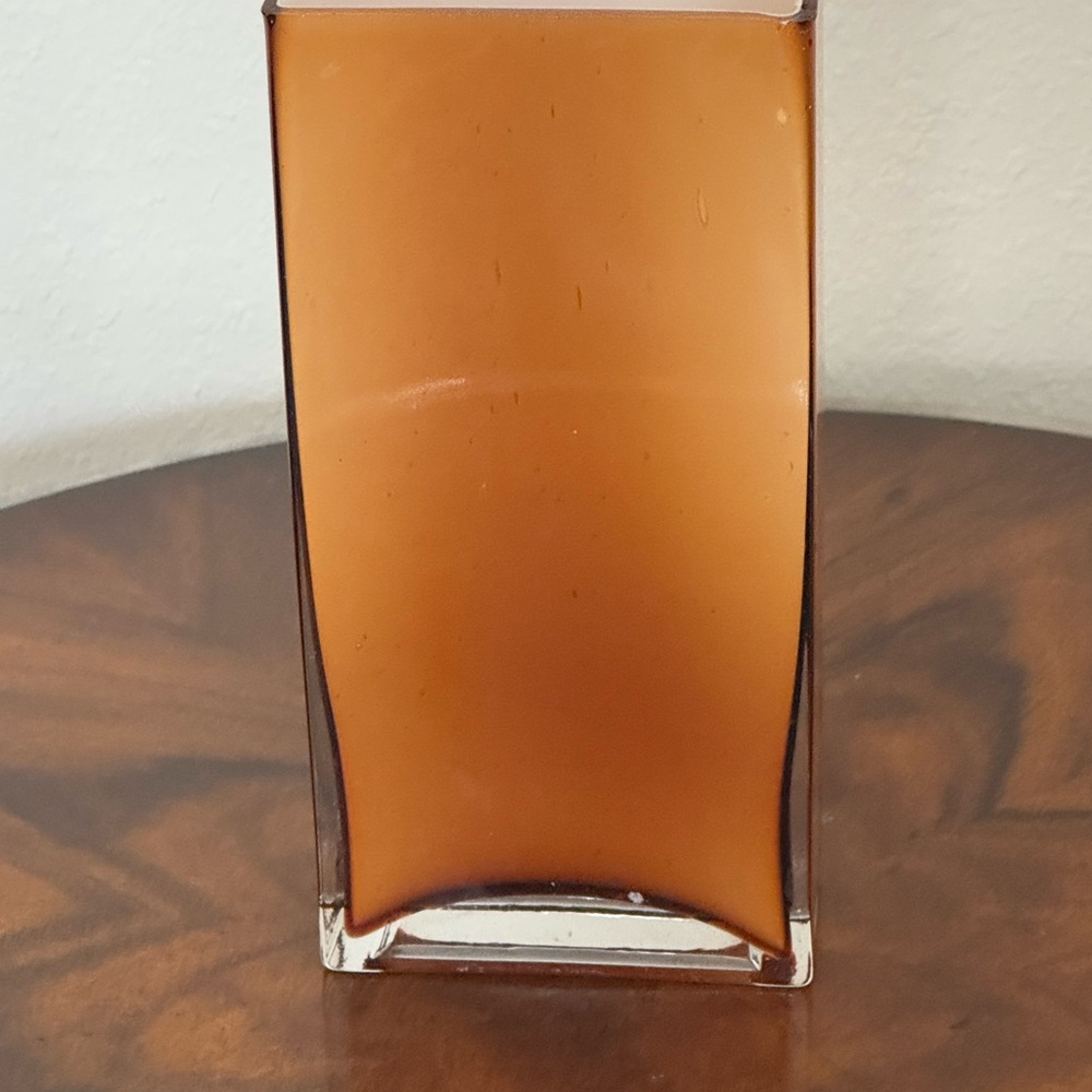 Elegant Italian Cased Amber Hand Blown Glass Vase 8 1/4 Inches - Picture 9 of 10